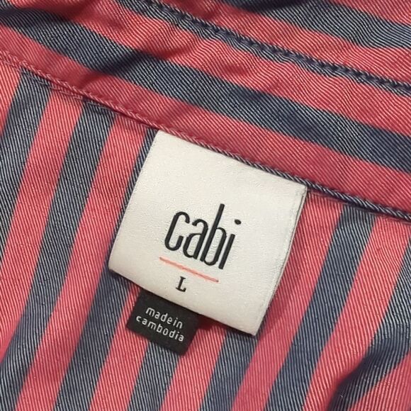 CAbi Womens Top Large Red #6083 Regatta Shacket Gray Striped - Picture 6 of 9